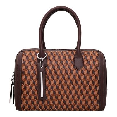 Bolsa Baú Texturizada Cubos Marrom
