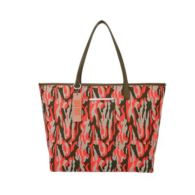 Bolsa Shopper Knit Camuflado Laranja Neon