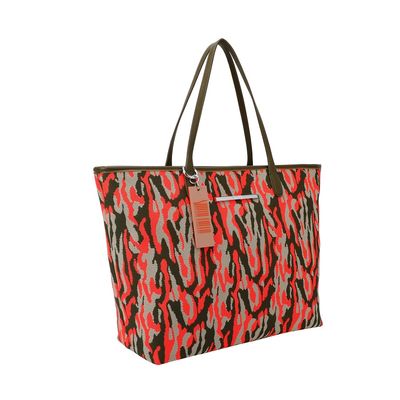 Bolsa Shopper Knit Camuflado Laranja Neon