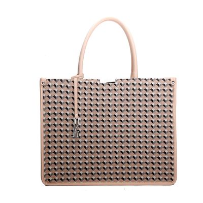 Bolsa Grande Knit Cubos Bege