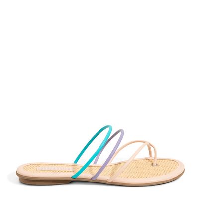 Rasteira New Couro Pelica Soft Palha Rosa