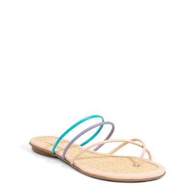 Rasteira New Couro Pelica Soft Palha Rosa