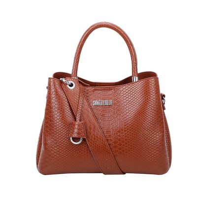 Bolsa Couro Croco Média Marrom