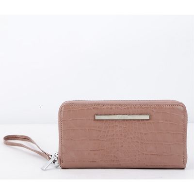 Carteira Tag Croco Bege