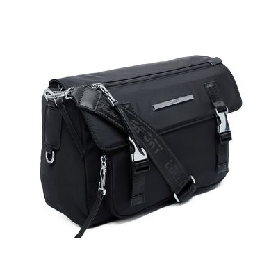 Bolsa Carteiro Nylon Zíper Preta