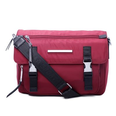 Bolsa Carteiro Nylon Zíper Vinho