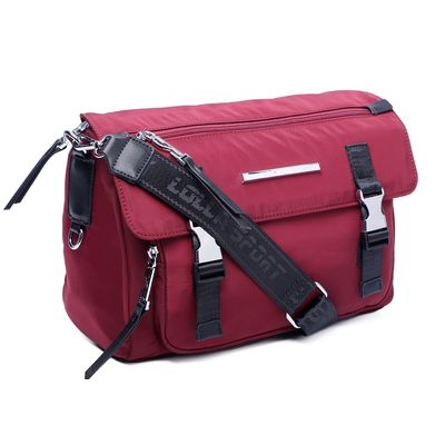 Bolsa Carteiro Nylon Zíper Vinho