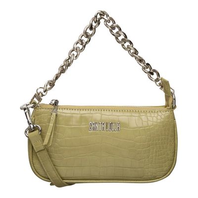 Bolsa Mini Couro Croco Corrente Verde