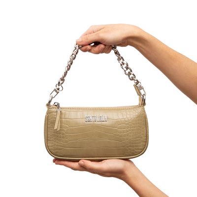 Bolsa Mini Couro Croco Corrente Verde