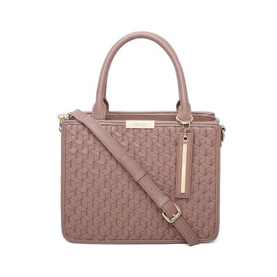 Bolsa Média Texturizada Cubos Taupe