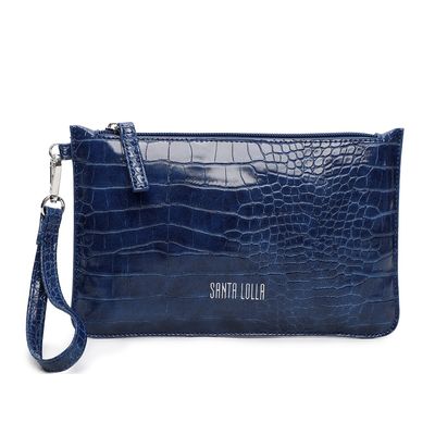 Clutch Croco Envernizada Azul