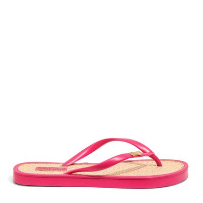 Flip Flop Palha Rosa Fucsia e Bege