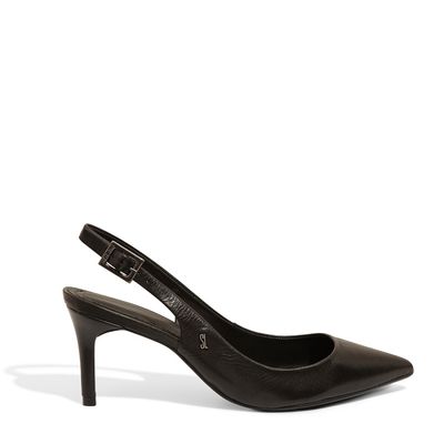 Scarpin Slingback Salto Médio Preto