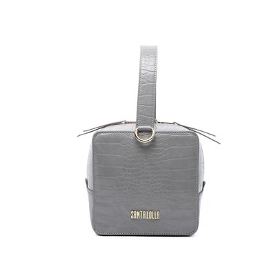 Bolsa Croco Quadrada Cinza