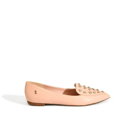 Sapatilha Pedraria Bico Fino Nude Rosado