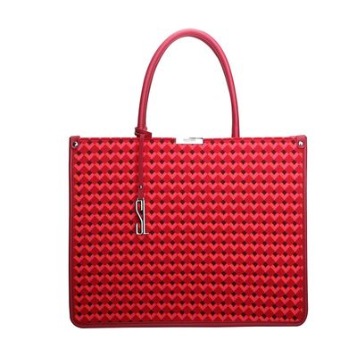 Bolsa Grande Knit Cubos Pink e Vermelho