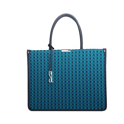Bolsa Grande Knit Cubos Azul