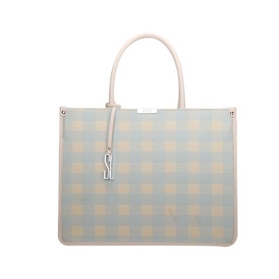 Bolsa Grande Knit Vichy Azul