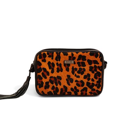 Bolsa Couro Média Tassel Animal Print