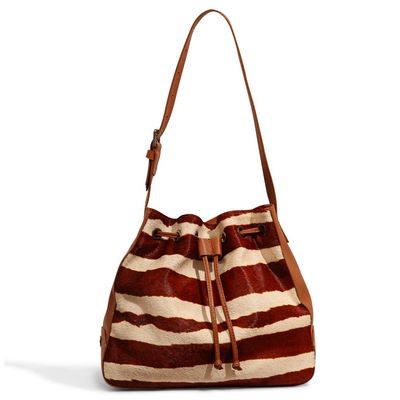 Bolsa Bucket Pelo Zebra Marrom