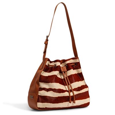 Bolsa Bucket Pelo Zebra Marrom