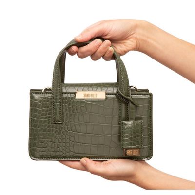 Bolsa Couro Croco Pequena Verde