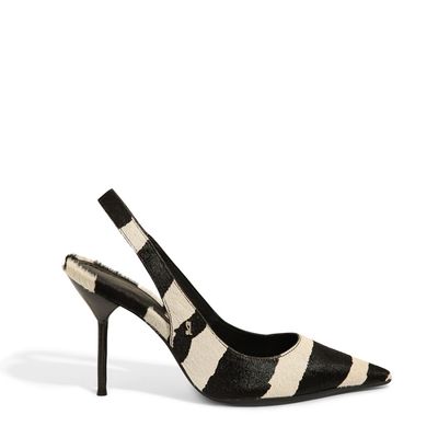 Scarpin Slingback Pelo Zebra Preto