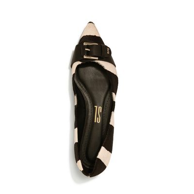 Sapatilha Fivela Pelo Zebra Preta
