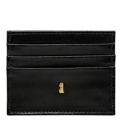 Porta Cartão Couro Preto com Chaveiro