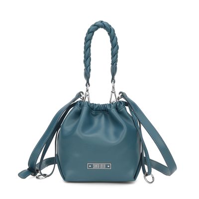 Bolsa Bucket Pequena Trançada Verde