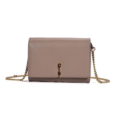 Bolsa Carteira Pequena Soft Cinza Fog Alça Transversal Corrente