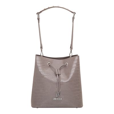 Bolsa Bucket Croco Cinza