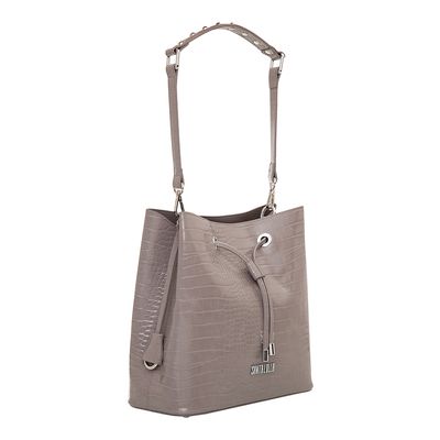 Bolsa Bucket Croco Cinza