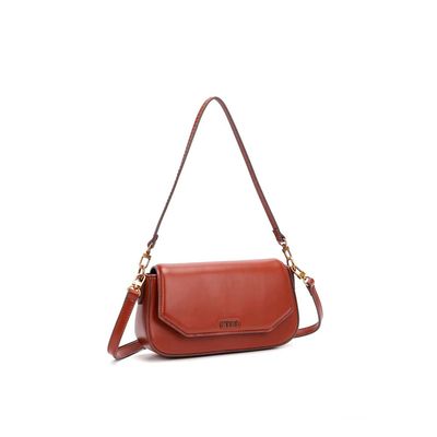 Bolsa Baguete Média Soft Marrom Terracota Alça De Ombro