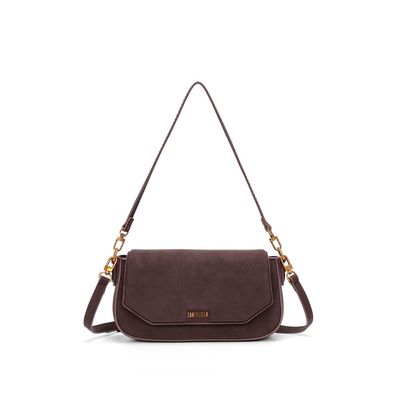 Bolsa Baguete Média Nobuck Marrom Dark Alça De Ombro