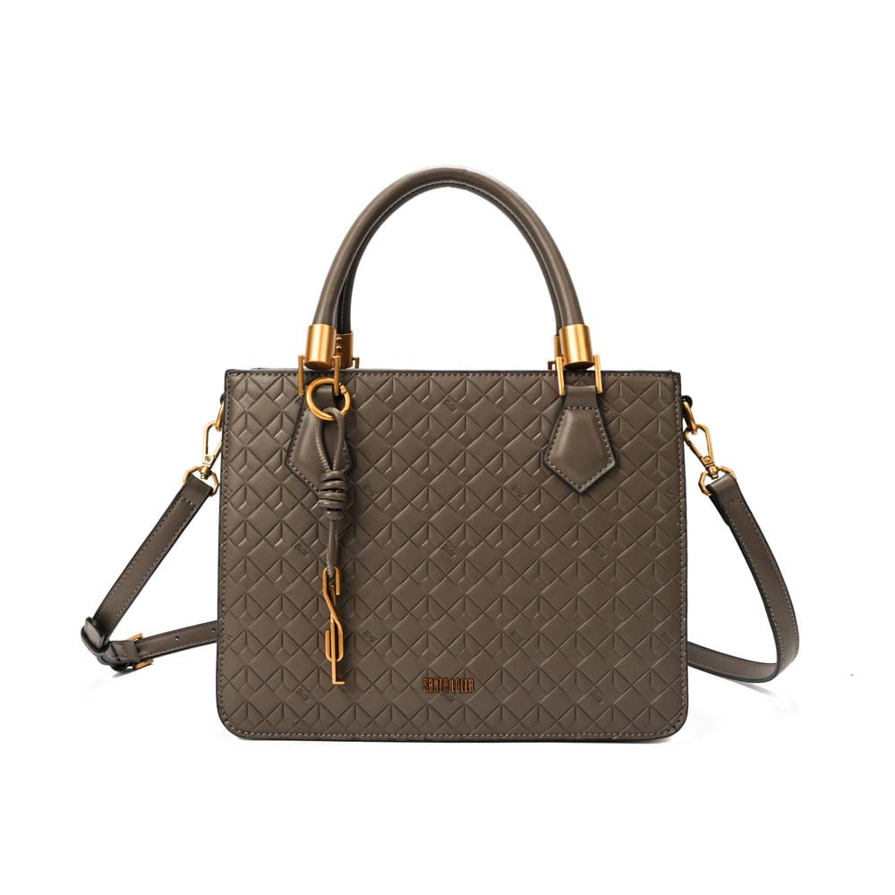 Bolsa Tote Soft Cubos Marrom Alça Dupla - Santa Lolla