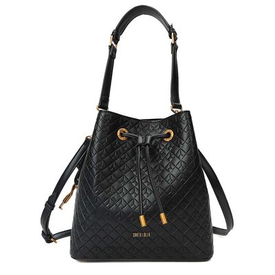 Bolsa Bucket Média Soft Cubos Preta Alça Dupla