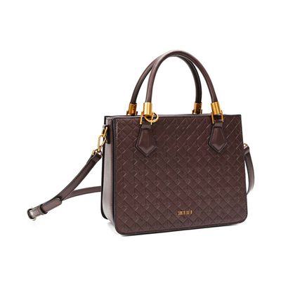 Bolsa Tote Soft Cubos Marrom Dark Alça Dupla