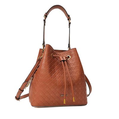 Bolsa Bucket Média Soft Cubos Caramelo Alça Dupla