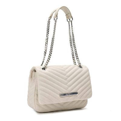 Bolsa Soft Cinza Alça De Ombro Corrente