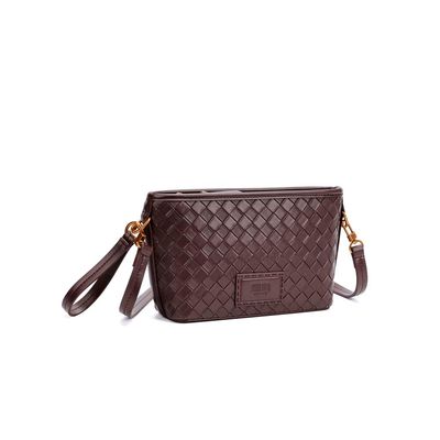 Bolsa Clutch Tressê Marrom Dark Alça Transversal