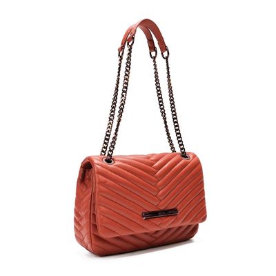 Bolsa Soft Marrom Alça De Ombro Corrente