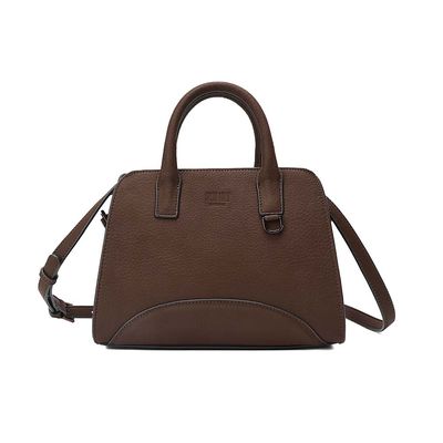 Bolsa Média Nobuck Marrom Dark Alça Dupla