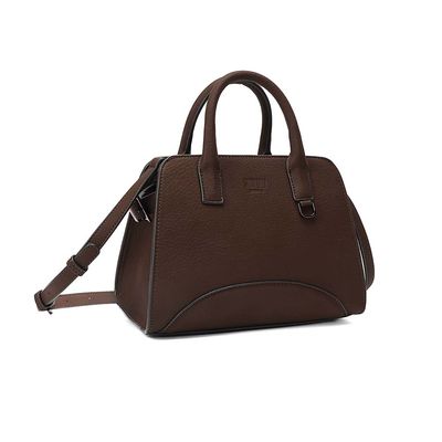 Bolsa Média Nobuck Marrom Dark Alça Dupla