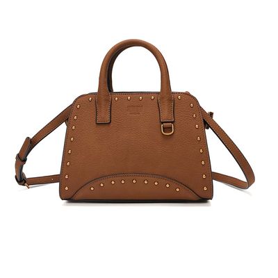 Bolsa Média Material Nobuck Marrom Safari Alça Dupla