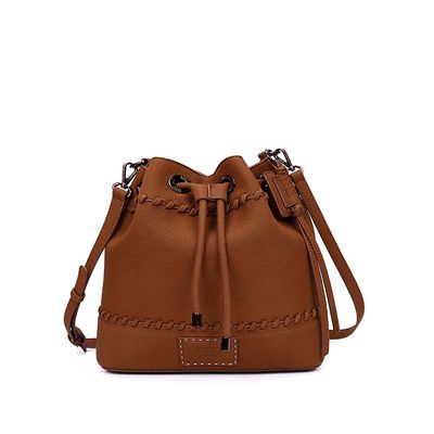 Bolsa Bucket Material Nobuck Marrom Safari Alça Transversal