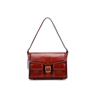 Bolsa Material Rustico Marrom Terracota Alça De Ombro