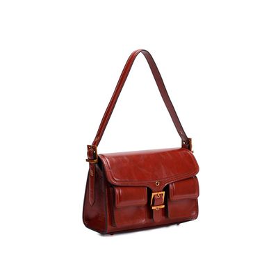 Bolsa Material Rustico Marrom Terracota Alça De Ombro