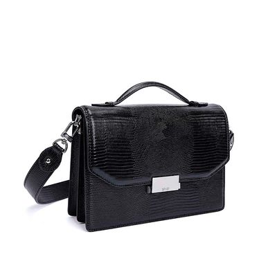 Bolsa Material Lizard Preta Alça Transversal