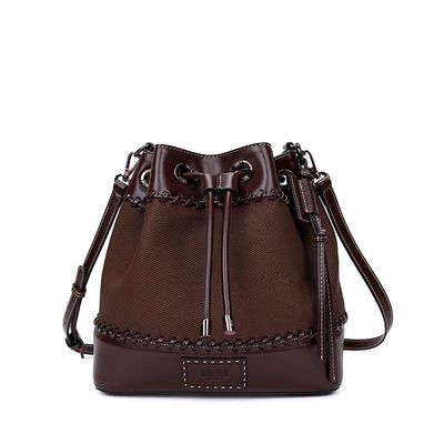 Bolsa Bucket Material Canvas Marrom Dark Alça Transversal